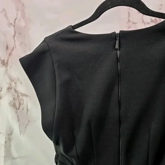 Calvin Klein Jumpsuit Womens 12 Black Short Sleeve Pants Suit V Neck Straight - Picture 6 of 11